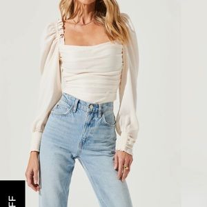 Cream ASTR the label puff sleeve top